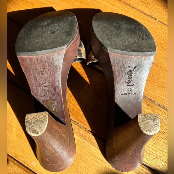 Yves Saint Laurent heels, gorgeous wood, leopard print, GUC - Picture 2 of 5